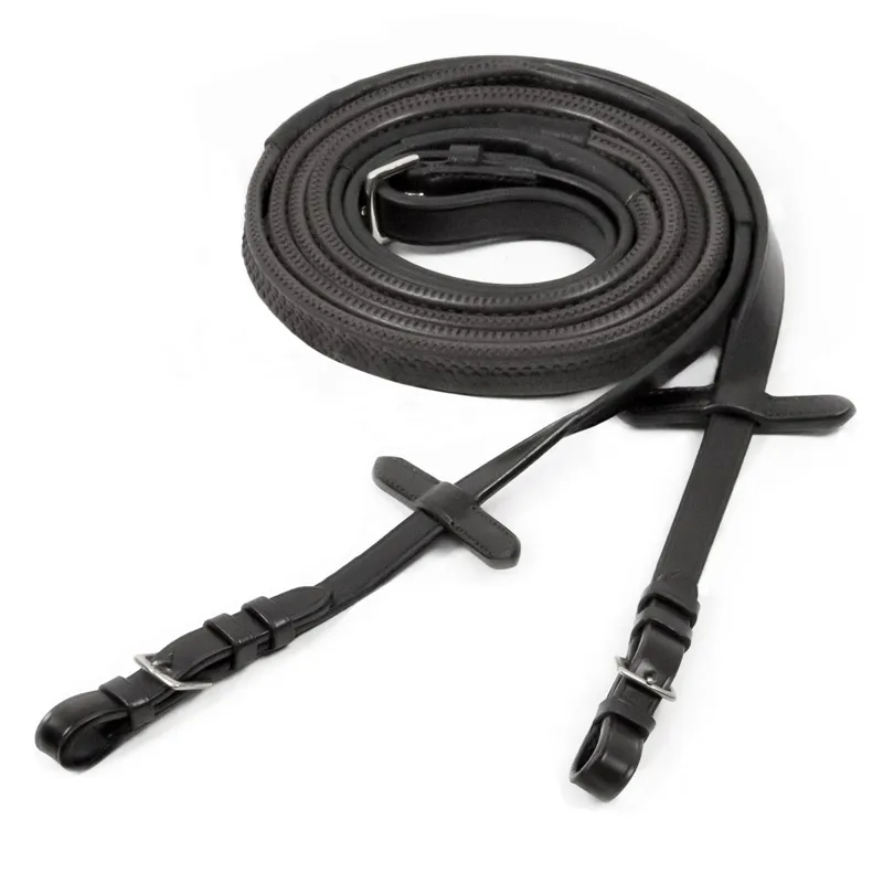 Schockemohle Neo Line Rubber Reins with Buckles - Black/Silver-1