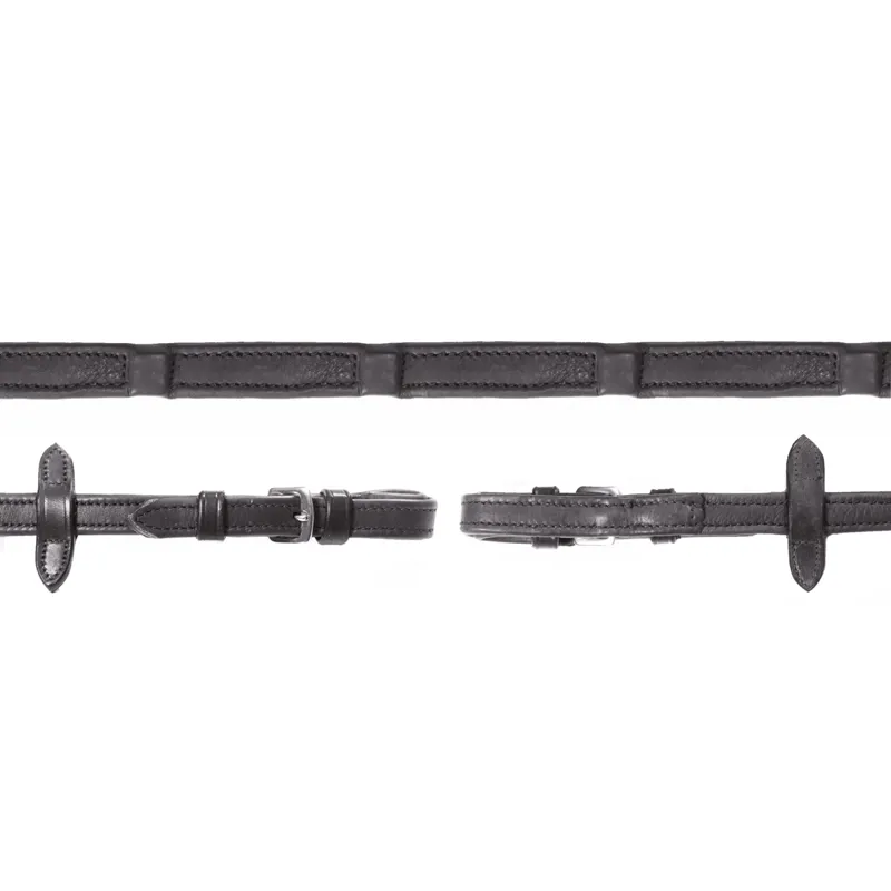 Schockemohle Durasoft Continental Leather Reins - Black/Silver