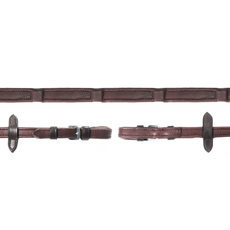 Schockemohle Durasoft Continental Leather Reins - Brown/Silver