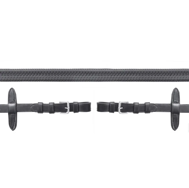 Schockemohle Neo Line Rubber Reins with Buckles - Black/Silver