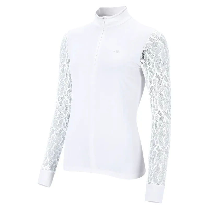 Schockemohle Alicia Womens Lace Sleeve Show Shirt - Optical White-3