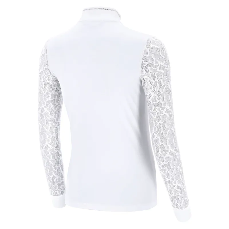 Schockemohle Alicia Womens Lace Sleeve Show Shirt - Optical White-4