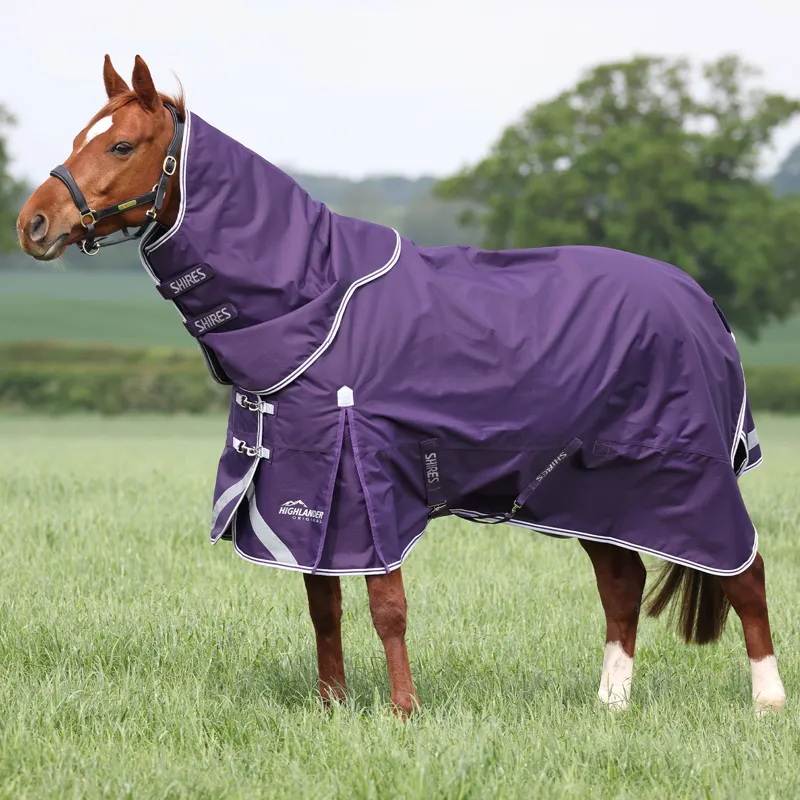Shires Highlander Original 100g Detach-A-Neck Turnout Rug - Plum-1