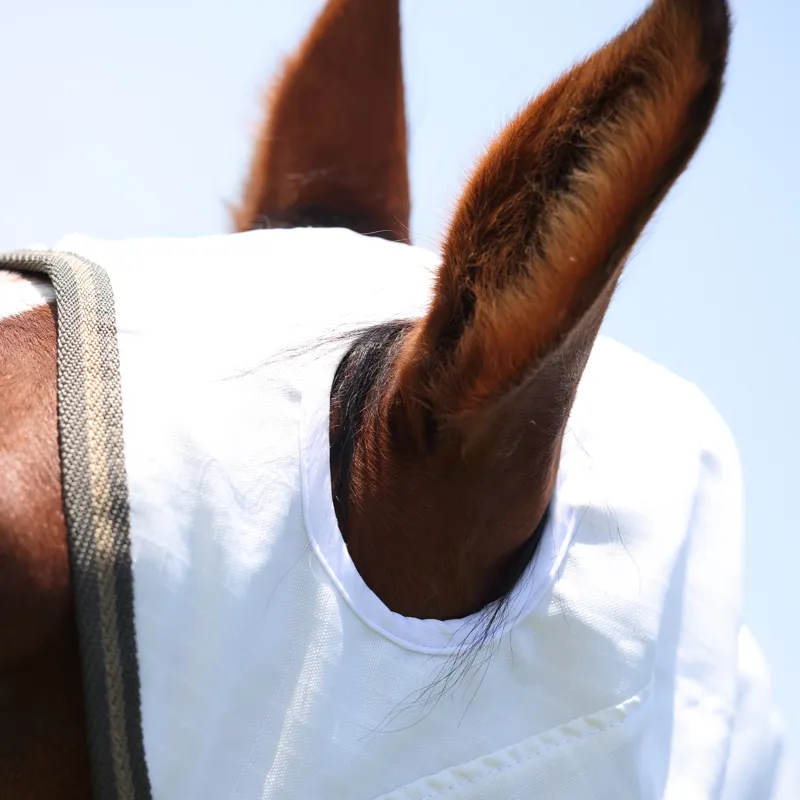 Shires Highlander Plus Sun Shade Combo Neck Fly Rug - White-2