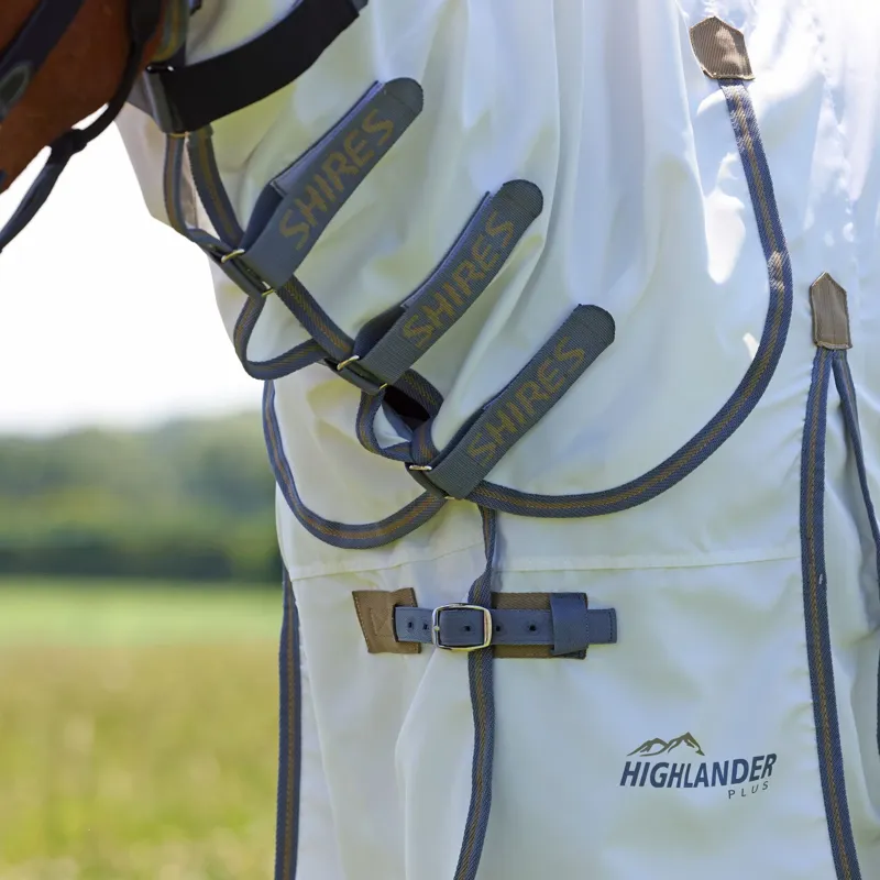 Shires Highlander Plus Sweet-Itch Combo Fly Rug - White and Air Force Blue-2