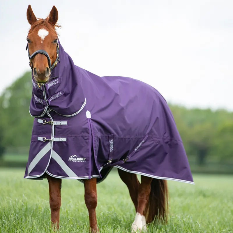 Shires Highlander Original 100g Combo Neck Turnout Rug - Plum-3