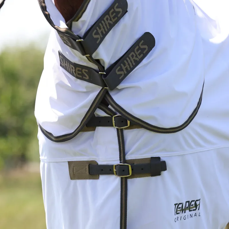 Shires Tempest Original Detachable Neck Fly Rug - White/Grey-2