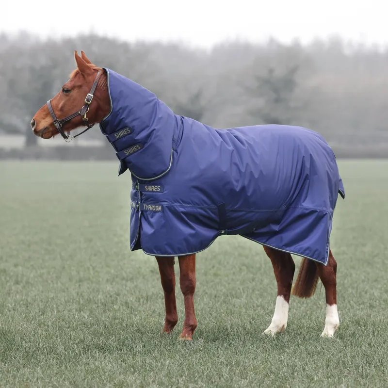 Shires Typhoon Lite Combo Neck 0g Turnout Rug - Navy