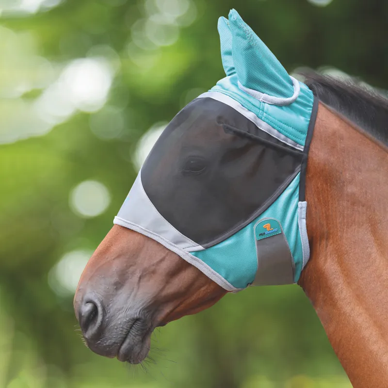 Shires FlyGuard Pro Deluxe Fly Mask With Ears - Green
