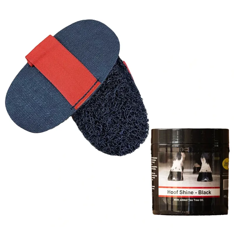 Smart Grooming Hoof Shine and Super Groomer Bundle - Black/Black