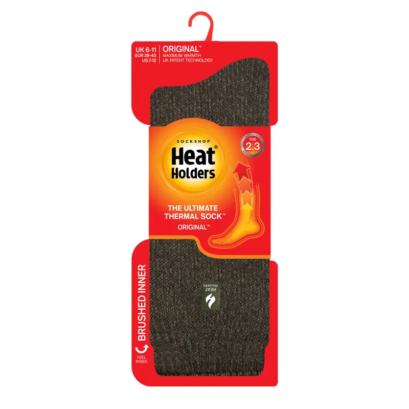 SockShop Heat Holders Finch Mens Crew Length Thermal Socks - Forest Green-1