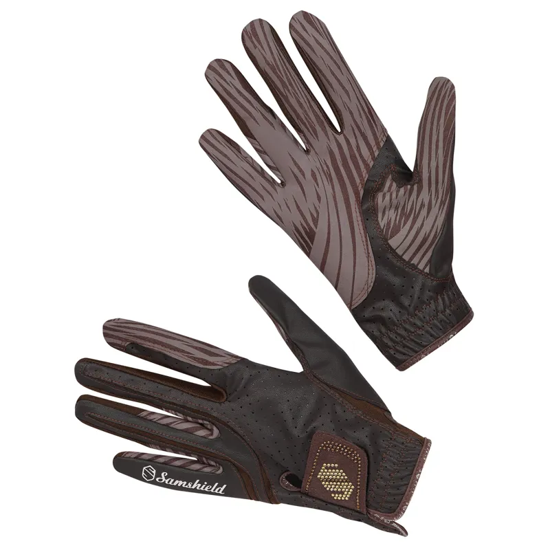 Samshield V-Skin Swarovski Riding Gloves - Brown/Gold