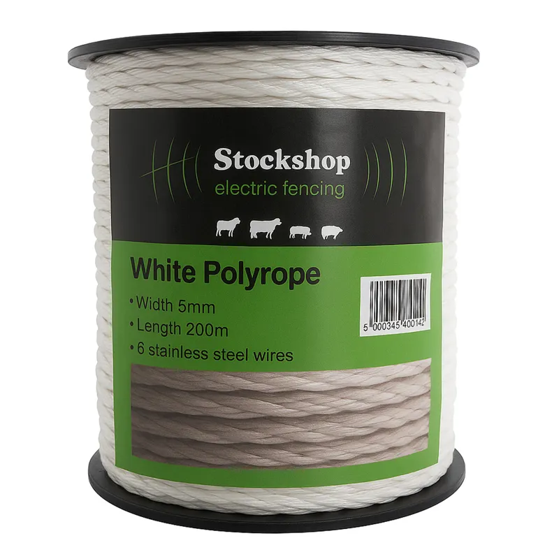 Stockshop Polyrope Electric Fencing Rope 200m - White