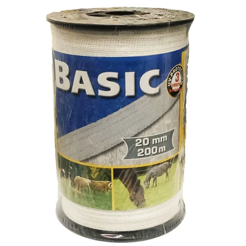 Stockshop Basic Polytape Electric Fencing Tape 20mm x 200m - White