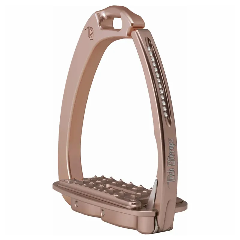 Tech Stirrups Venice Swarovski Dressage Sloped Stirrups - Rose Gold/Crystal