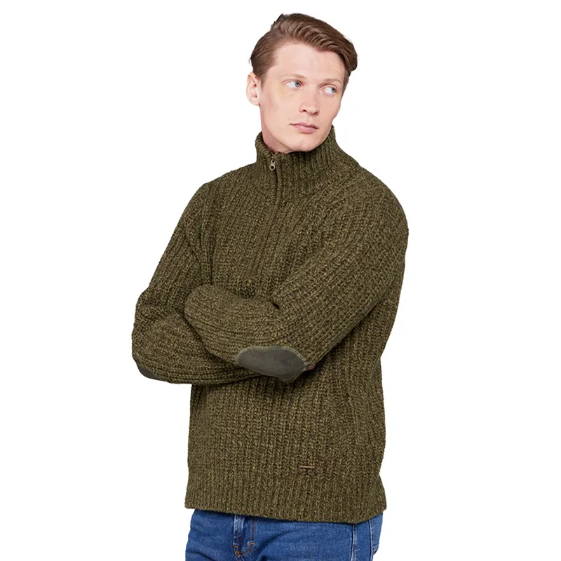 Toggi Wessex Mens Chunky Knitted Zip Neck Sweater - Olive Green-2