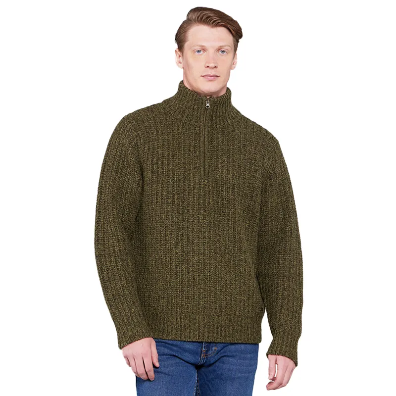 Toggi Wessex Mens Chunky Knitted Zip Neck Sweater - Olive Green