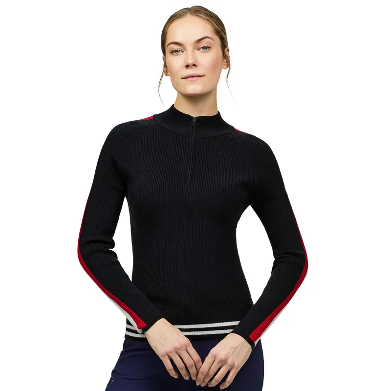 Tommy Hilfiger Carol Womens 1/4 Zip Riding Sweater - Desert Sky