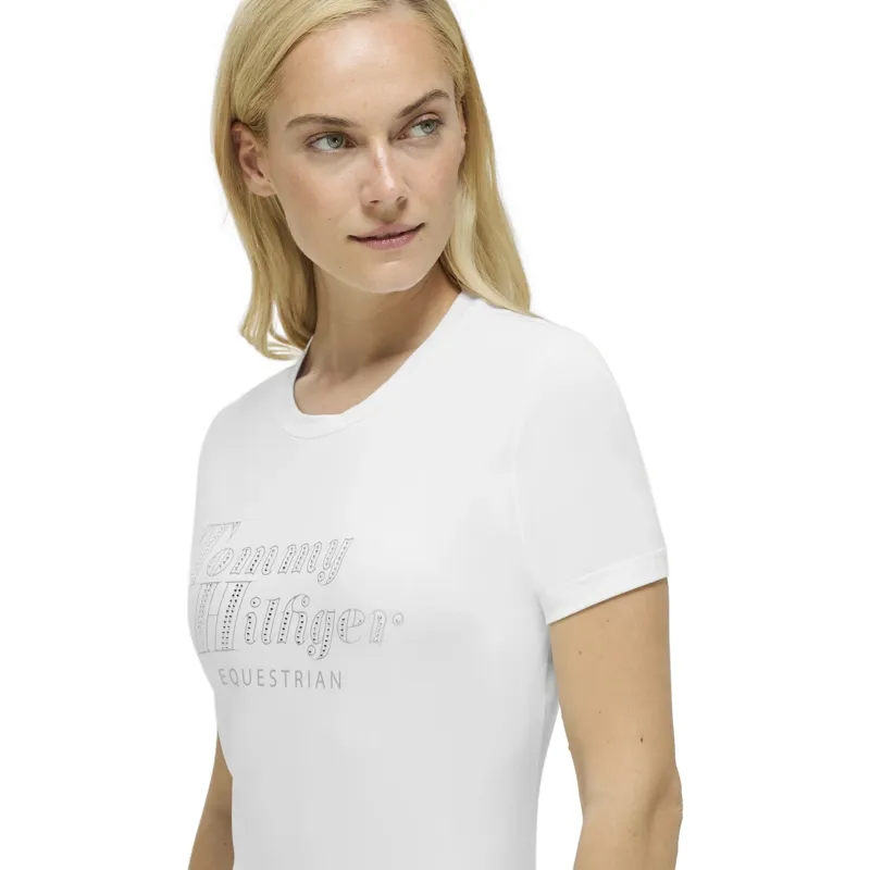 Tommy Hilfiger Malibu Rhinestone Womens T-Shirt - Optic White-4