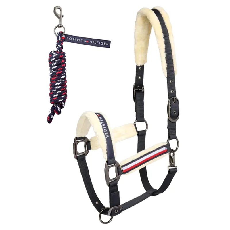 Tommy Hilfiger Yale Faux Fur Headcollar and Leadrope Set - Desert Sky