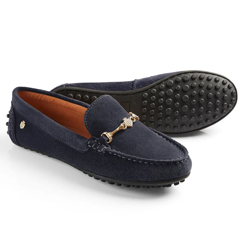 Fairfax and Favor Trinity Womens Drivers Shoes - Navy Suede-2