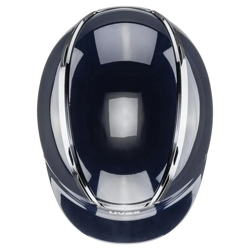 Uvex Exxeed Shiny Chrome Riding Hat - Navy-1