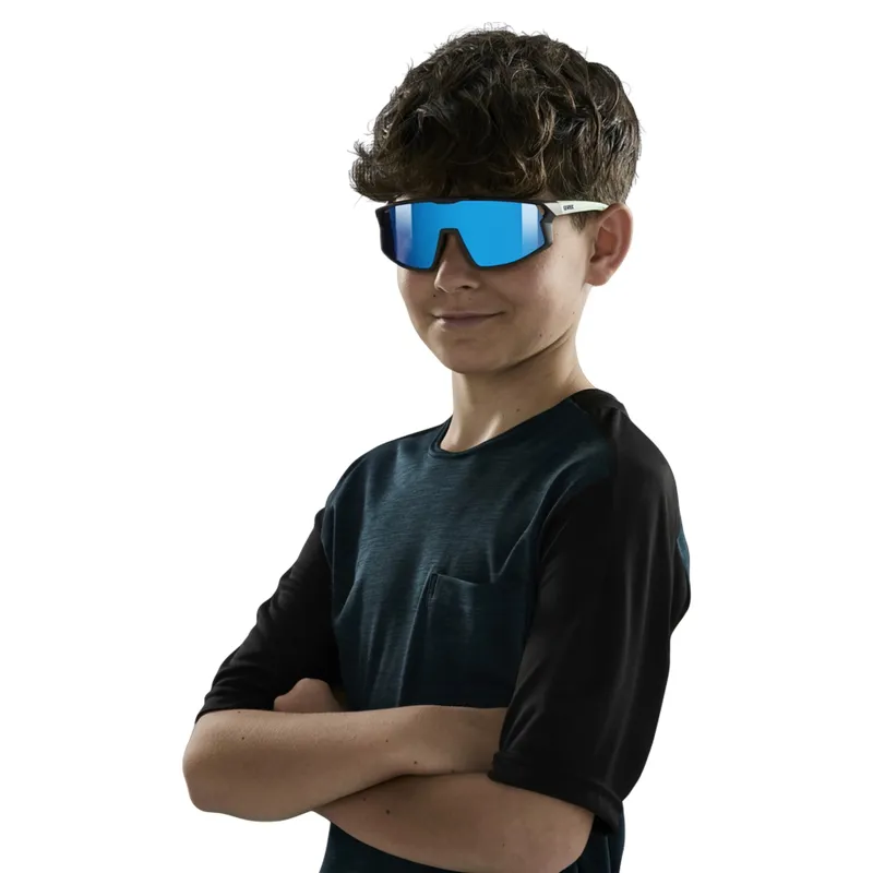 Uvex Skyryse Junior Sunglasses - Matt Blue/Mirror Green-2