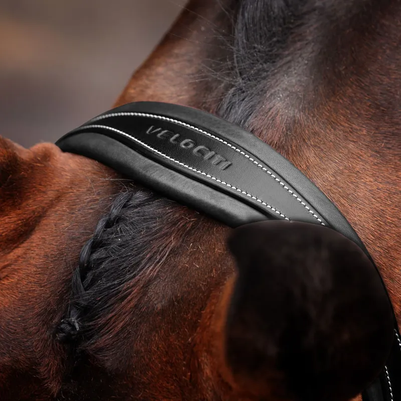 Velociti Lusso Opus 180M Dressage Flash Bridle - Black-1