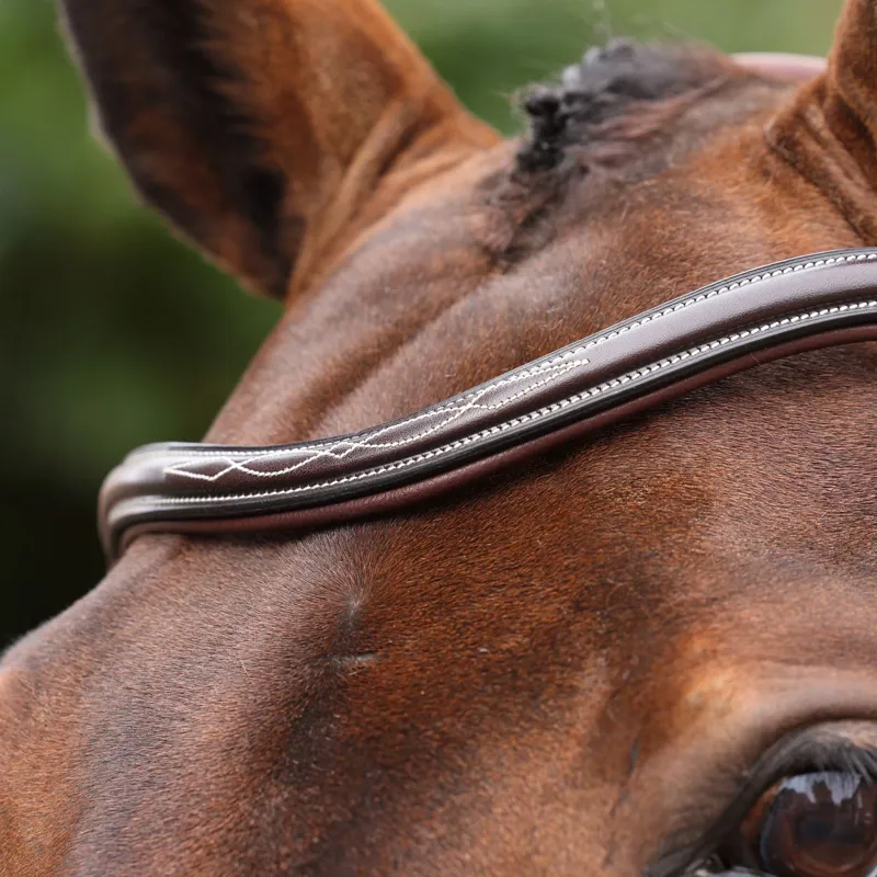 Velociti LUSSO Opus 180M Ergonomic Dressage Flash Bridle - Havana-5