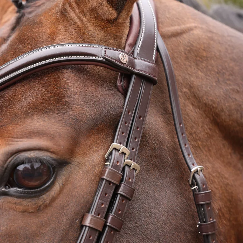 Velociti LUSSO Opus 180M Ergonomic Dressage Flash Bridle - Havana-8