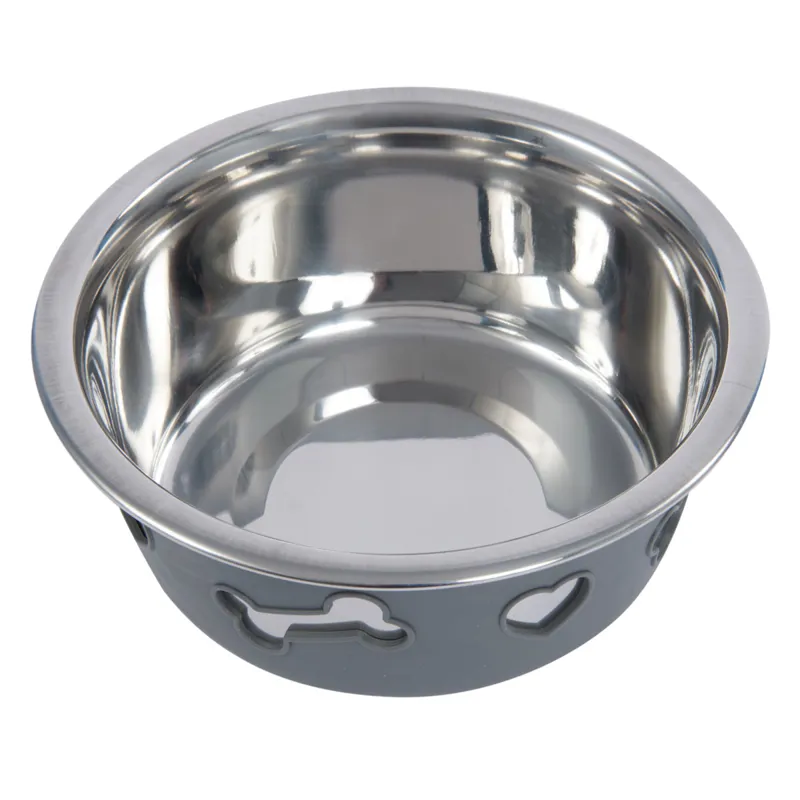 WeatherBeeta Non-Slip Silicone Bone Dog Bowl - Dark Grey