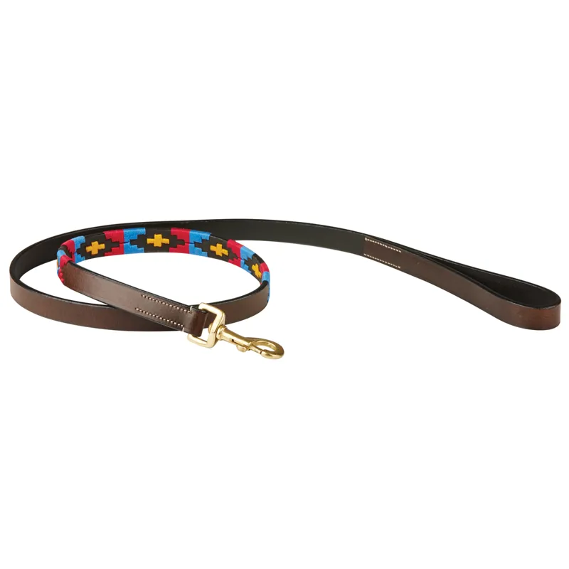 WeatherBeeta Polo Dog Lead - Cowdray Brown/Pink/Blue/Yellow