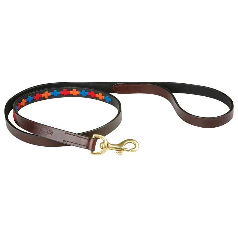 WeatherBeeta Polo Dog Lead - Beaufort Brown/Red/Orange/Blue