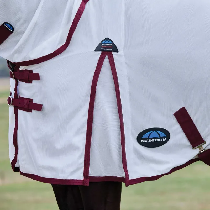 WeatherBeeta ComFiTec Essential Combo Neck Fly Rug - White/Burgundy-5
