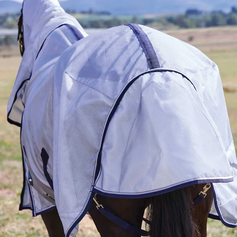 WeatherBeeta ComFiTec Hexi Shield Combo Neck Fly Rug - Silver/Navy-2