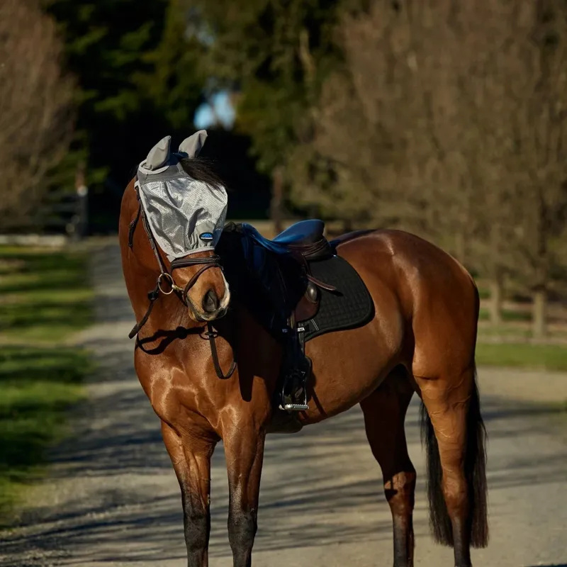 WeatherBeeta ComFiTec Hexi-Shield Ride-On Fly Mask - Silver-1