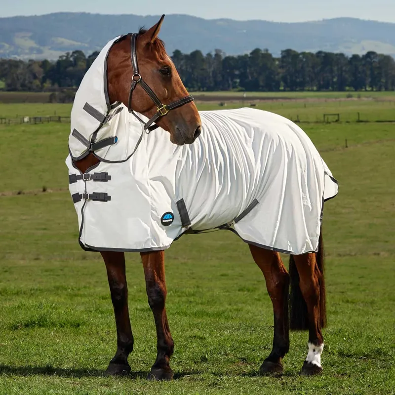 WeatherBeeta ComFiTec Tyro Mesh Combo Neck Fly Rug - White/Charcoal