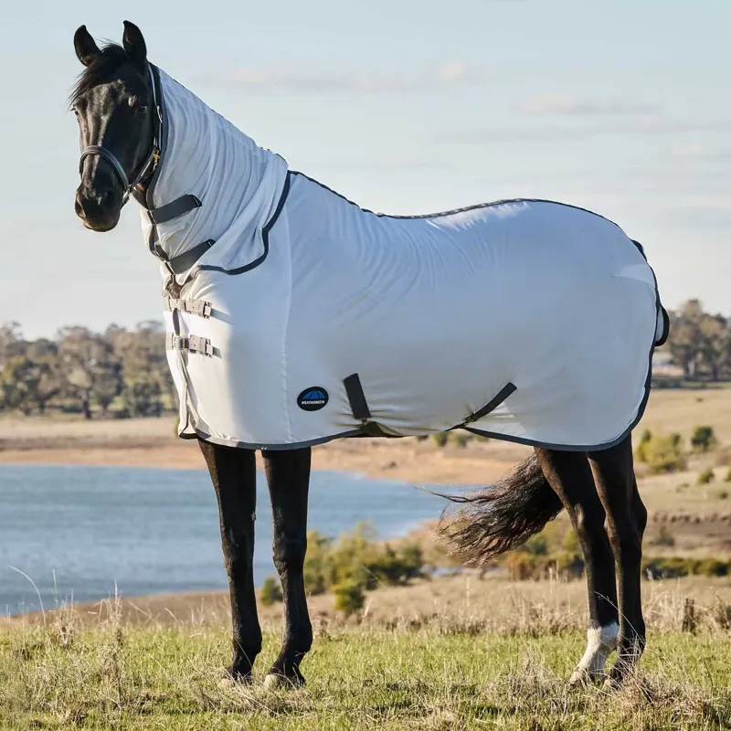 WeatherBeeta ComFiTec Tyro Mesh Combo Neck Fly Rug - White/Charcoal-5