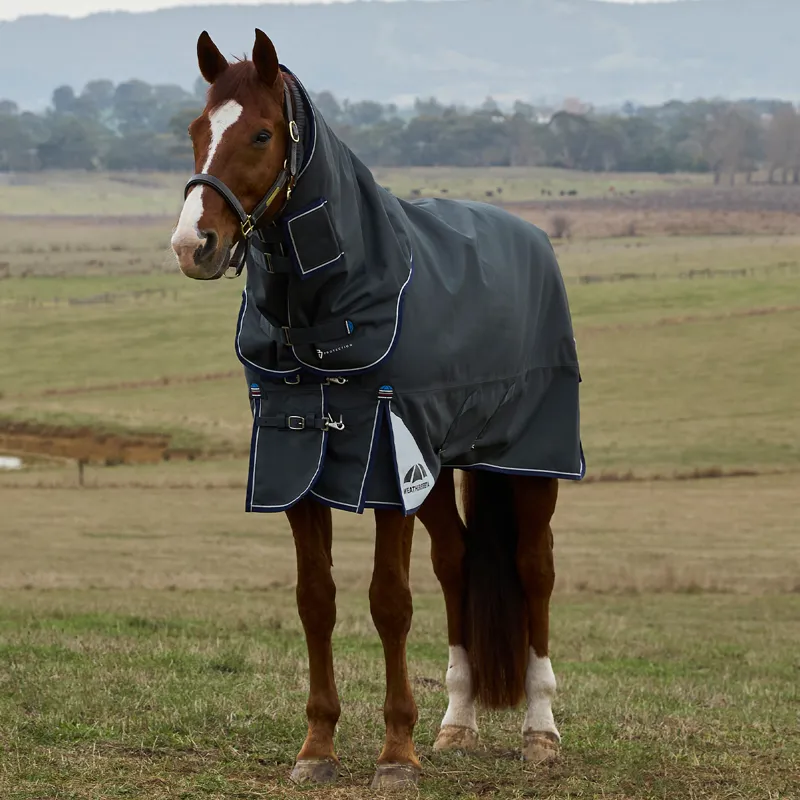 WeatherBeeta ComFiTec Ultra 100g Detach-A-Neck Turnout Rug - Charcoal-2