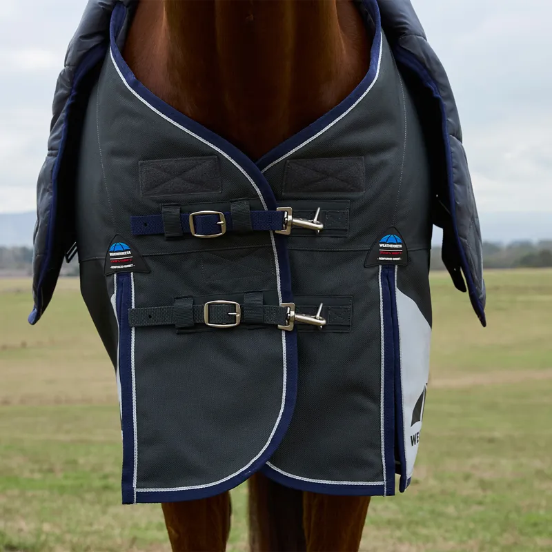 WeatherBeeta ComFiTec Ultra 220g Detach-A-Neck Turnout Rug - Charcoal-3