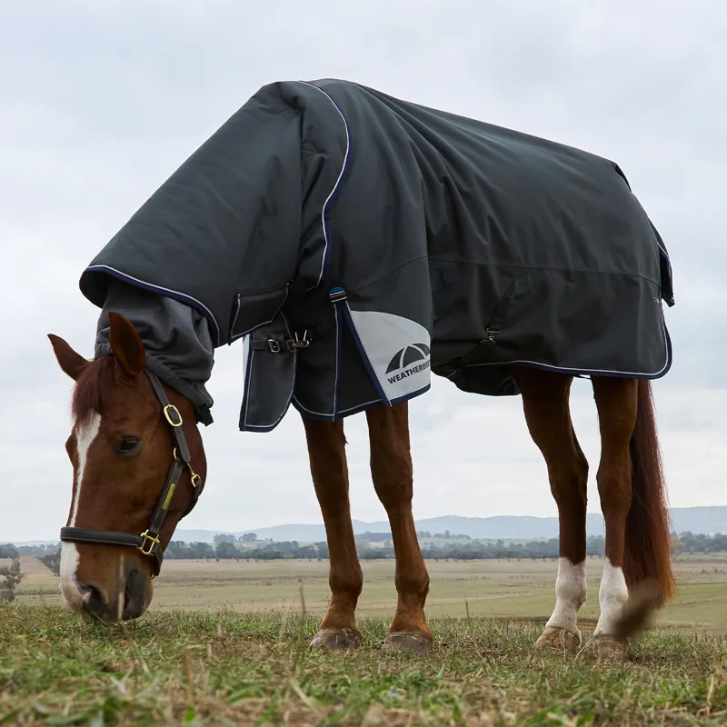 WeatherBeeta ComFiTec Ultra 220g Detach-A-Neck Turnout Rug - Charcoal-2