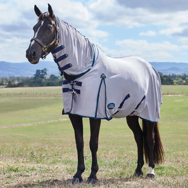 WeatherBeeta ComFiTec Zephyr Combo Neck Fly Rug - Grey/Navy/Forest