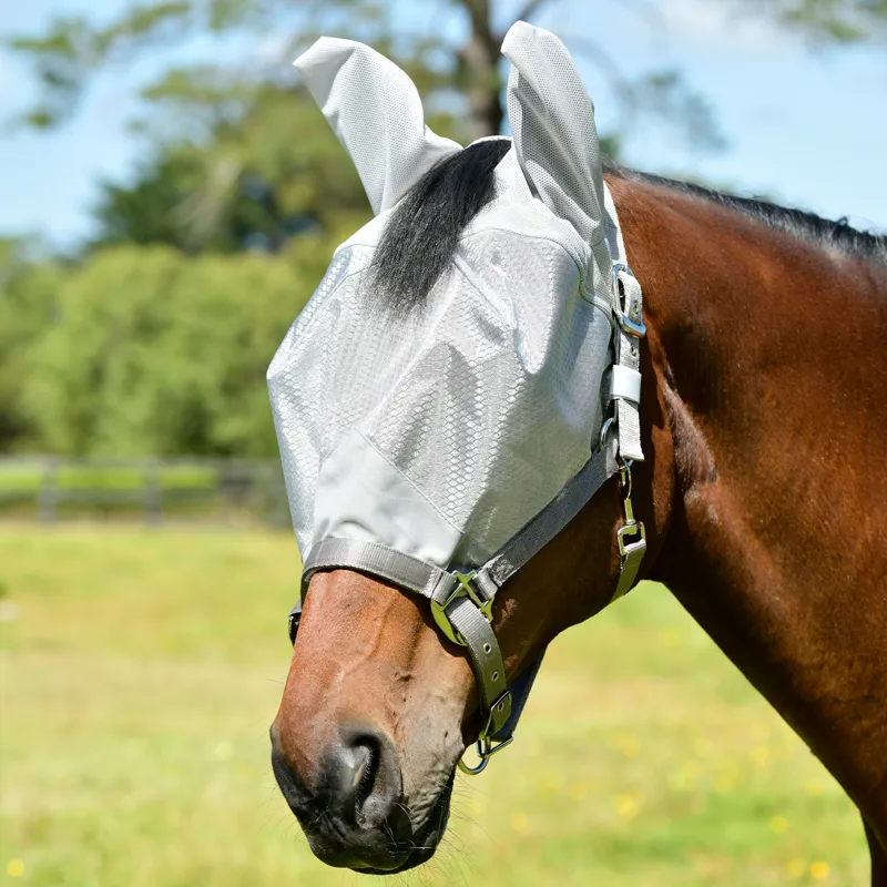 WeatherBeeta ComFiTec Hexi Shield Dual Fly Mask and Headcollar - Silver