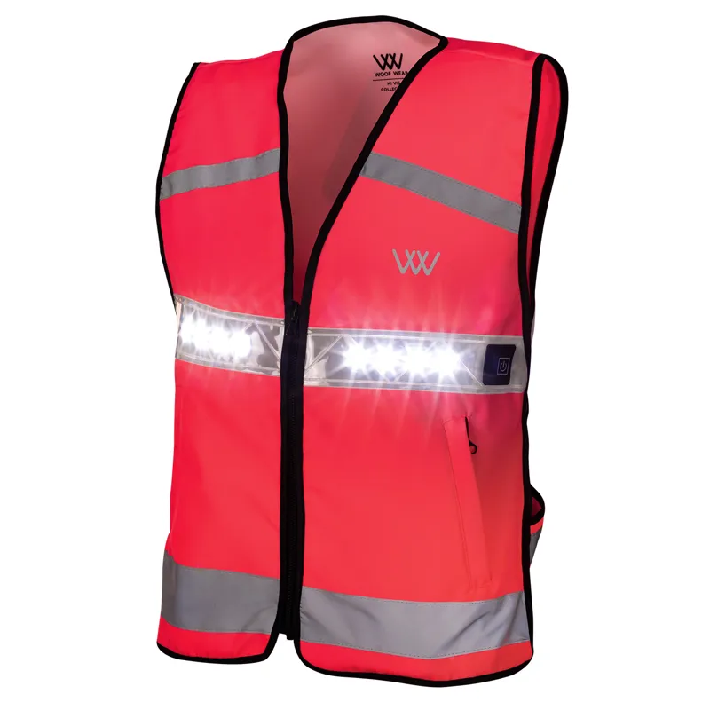 Woof Wear Junior LED HiViz Riding Vest - Pink