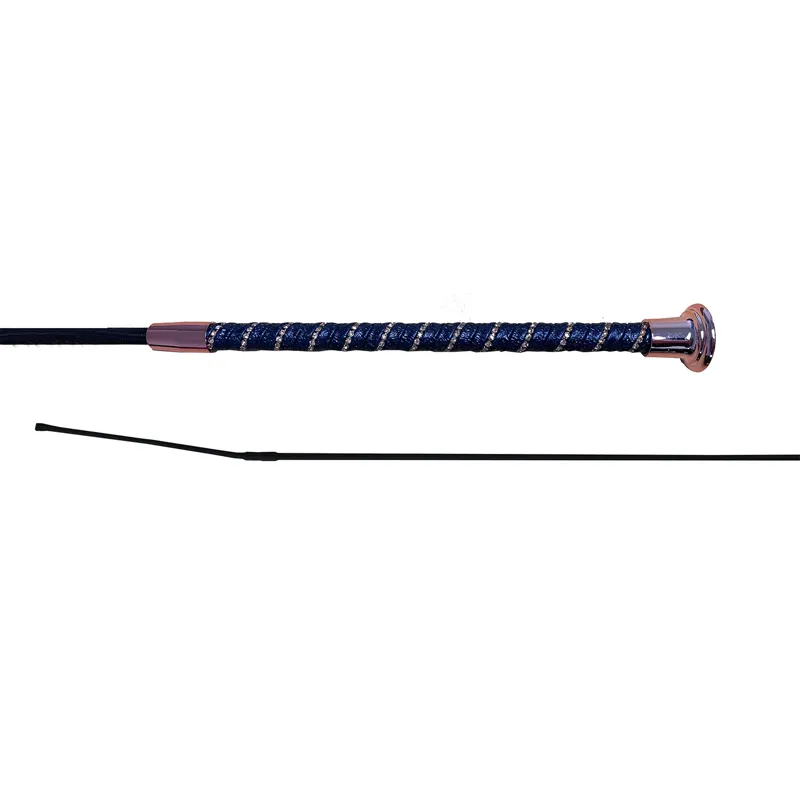 Woof Wear Twisted Crystal Dressage Whip - Navy/Rose Gold