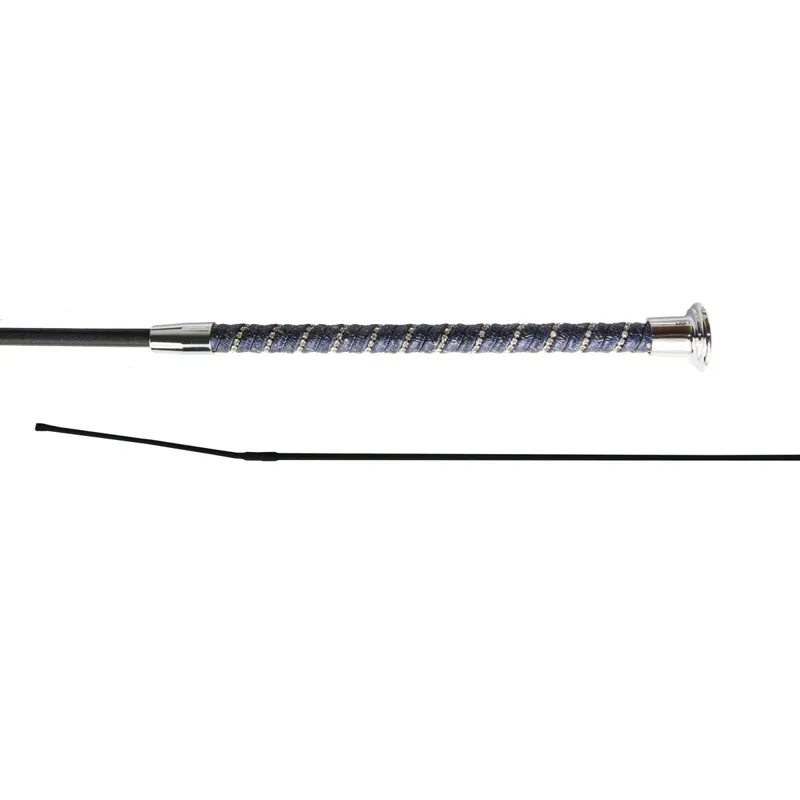 Woof Wear Twisted Crystal Dressage Whip - Navy/Silver