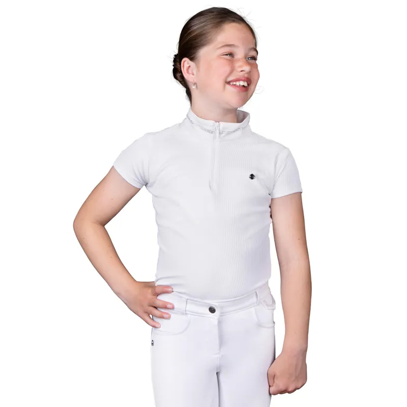 QHP Djune Junior Girls Competition Shirt - White