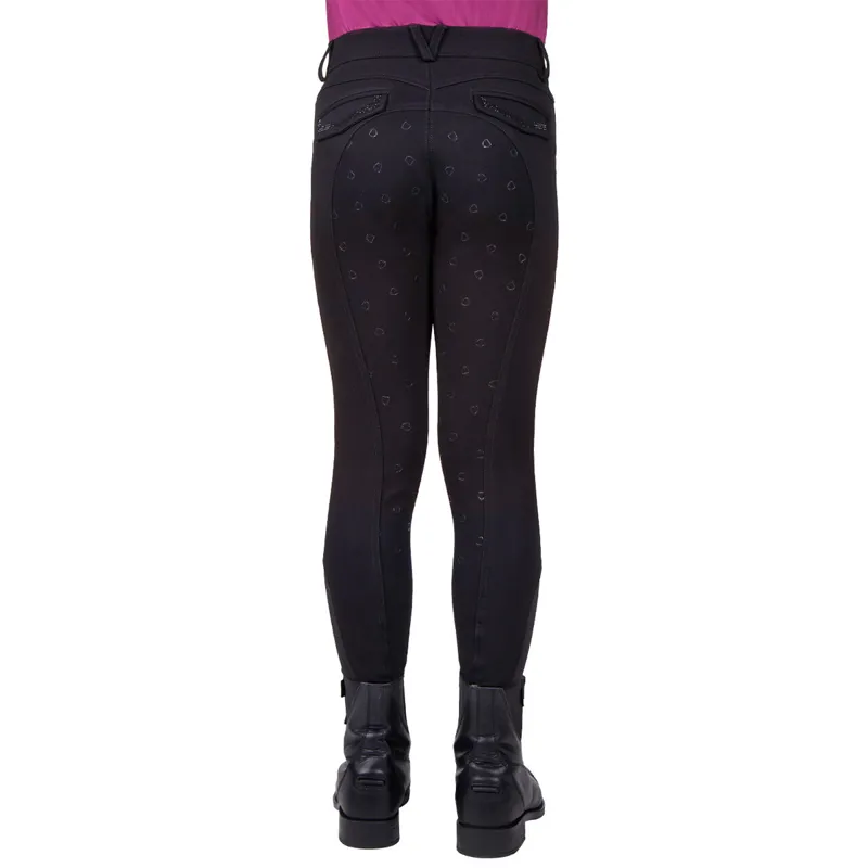 QHP Djune Full Grip High-Waisted Junior Breeches - Black-3