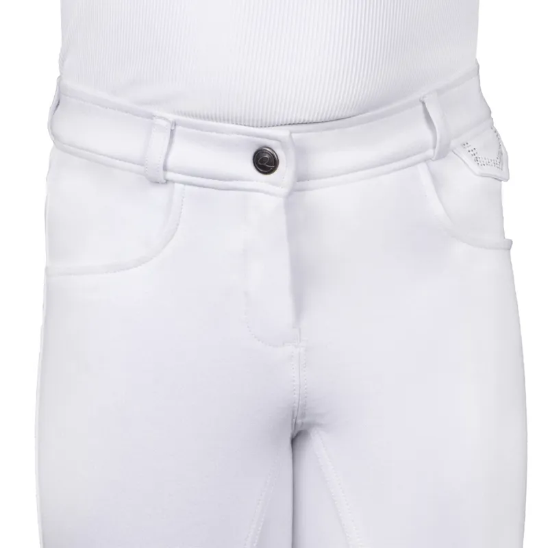 QHP Djune Full Grip High-Waisted Junior Breeches - White-5
