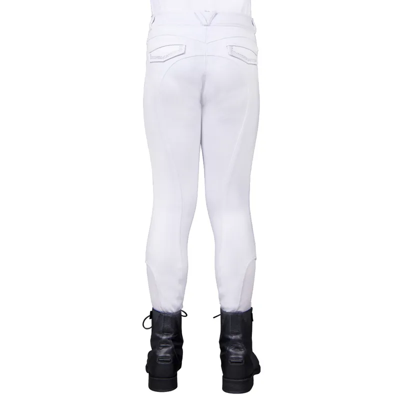 QHP Djune Full Grip High-Waisted Junior Breeches - White-1